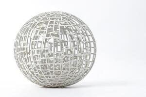 Abstract White Sphere with Interlocking Lattice Pattern photo