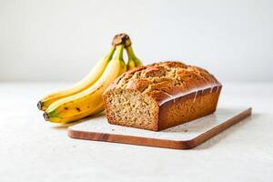 Banana Bread with Glaze and Bananas photo