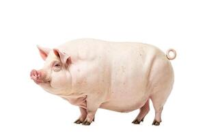 Pink Pig Standing Isolated on White Background photo