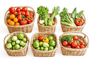 Fresh Vegetables in Wicker Baskets photo