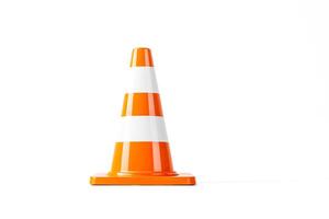 Single Orange Traffic Cone Isolated on White Background photo