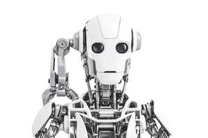 Close-up of a robotic head with a mechanical arm photo