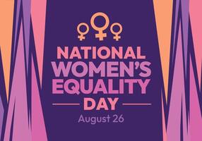 August 26 is celebrated as National Women's Equality Day every year in the US, editable shapes background vector