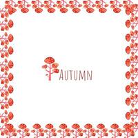 simple autumn frame with round pink tree in flat style on the white background. template with frame vector