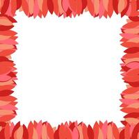 autumn template frame with pink leaves in flat style on the white background. template with plant frame vector