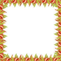 autumn template frame with green and red leaves in flat style on the white background. template with plant frame vector