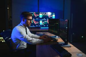 Financial Analysts and Day Traders Working on a Computers with Multi-Monitor photo