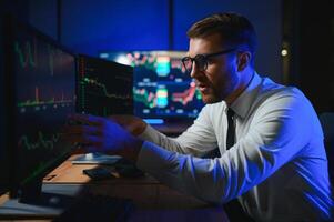 Financial Analysts and Day Traders Working on a Computers with Multi-Monitor photo