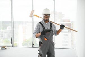 Portrait of a worker in a construction site photo