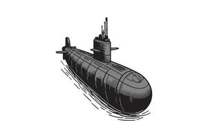 A silhouette of a submarine vector