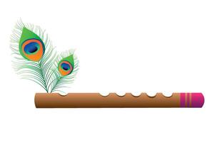 krishna flute with mor pankh vector