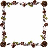 Square frame with autumn acorn branches bumps isolated vector