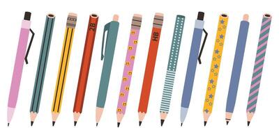 A set of simple pencils. A collection of cute flat style pencils. Back to school. Design for education, offices vector