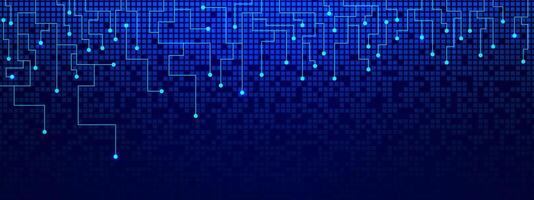 Abstract connecting circuit lines and dots with digital pixels. Network connection technology, social networking and simple technology graphic concept vector