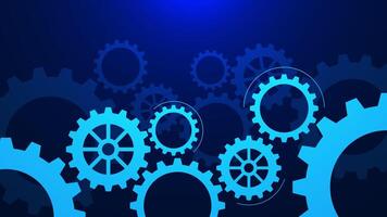 Techno gear wheel on blue technology background. Modern mechanism industrial concept vector