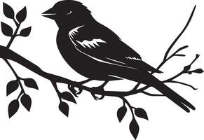 Sparrow bird silhouette branch vector