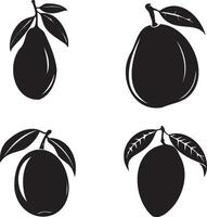 Silhouette mango set on white background vector