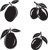 Silhouette mango set on white background vector