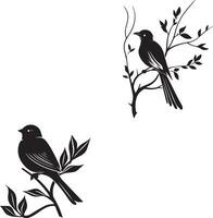 Sparrow bird silhouette branch vector