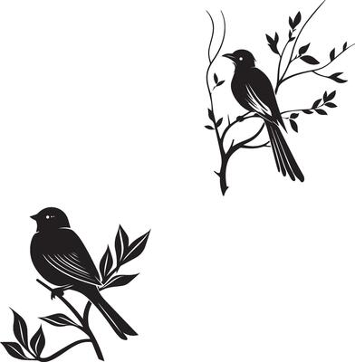 Sparrow bird silhouette branch