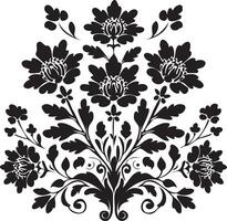 Silhouette of floral motif leaf flowers vector