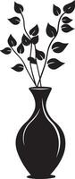 Vase with plant silhouette vector
