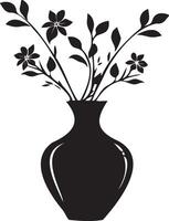 Vase with plant silhouette vector