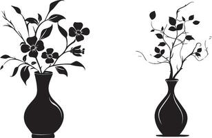 Vase with plant silhouette vector