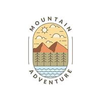 Illustration of mountain monoline or line art style vector