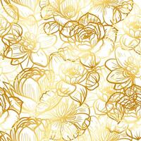 Golden sketch of a flower on a white background. vector