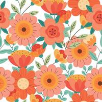 Set of cartoon flowers pattern on a white background. Flat style illustration. vector