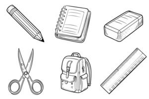 Set of school items on a white background. Back to school vector