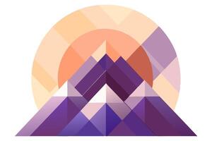 Abstract geometric pattern with overlapping circles and triangles in pastel colors, on a white background vector