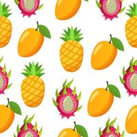 Fruit seamless pattern on white background vector