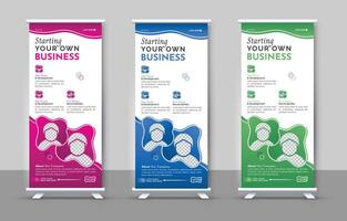 Professional Roll-Up Banner Design, Modern banner Templates with Stylish Color Schemes, advertisement, display, and exhibition. vector
