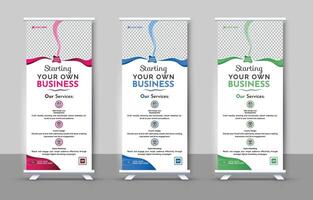 Professional Roll-Up Banner Design, Modern banner Templates with Stylish Color Schemes, advertisement, display, and exhibition. vector