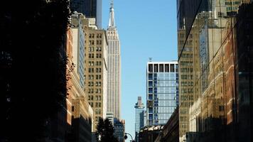 The New York city view with the skyscrapers and old buildings as background photo