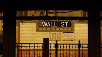 The city subway view with the old platform and lights on in the New York city photo