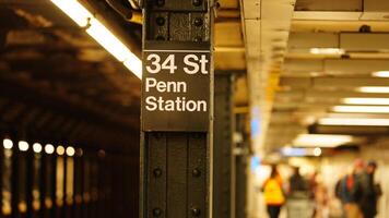 The city subway view with the old platform and lights on in the New York city photo