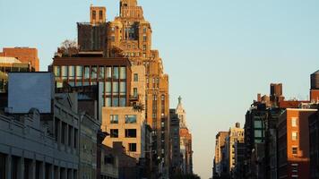 The New York city view with the skyscrapers and old buildings as background photo