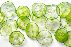 Scanned cucumber vegetable slices. Glow inner. Glow inner concept photo