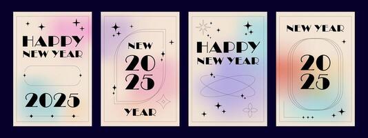 Holographic Aesthetic Design Y2K. Gradient New Year 2025 posters. vector