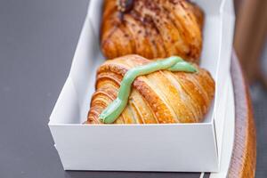 croissant sweet baking fresh bakery delicious appetizer meal food snack on the table copy space food background photo