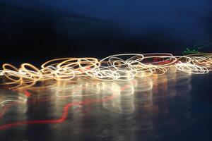 Long shutter speed in the evening when taking pictures of car lights photo