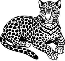 leopard lying silhouette vector