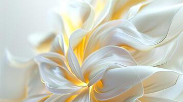 A white background with a yellow and beige gradient in the shape of an abstract flower. photo