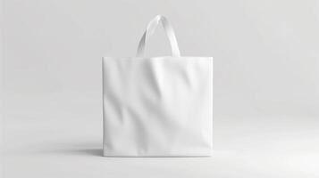 Mockup of white tote bag isolated on white background. photo