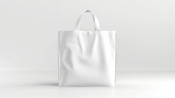 Mockup of white tote bag isolated on white background. photo
