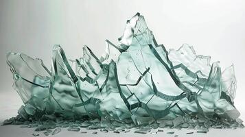 A shattered glass with cracks and fractures to create the mountain range. photo