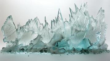 A shattered glass with cracks and fractures to create the mountain range. photo
